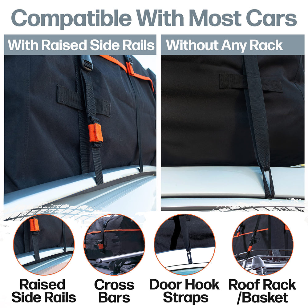 RoofPax two waterproof zippers keep gear dry during wet drives