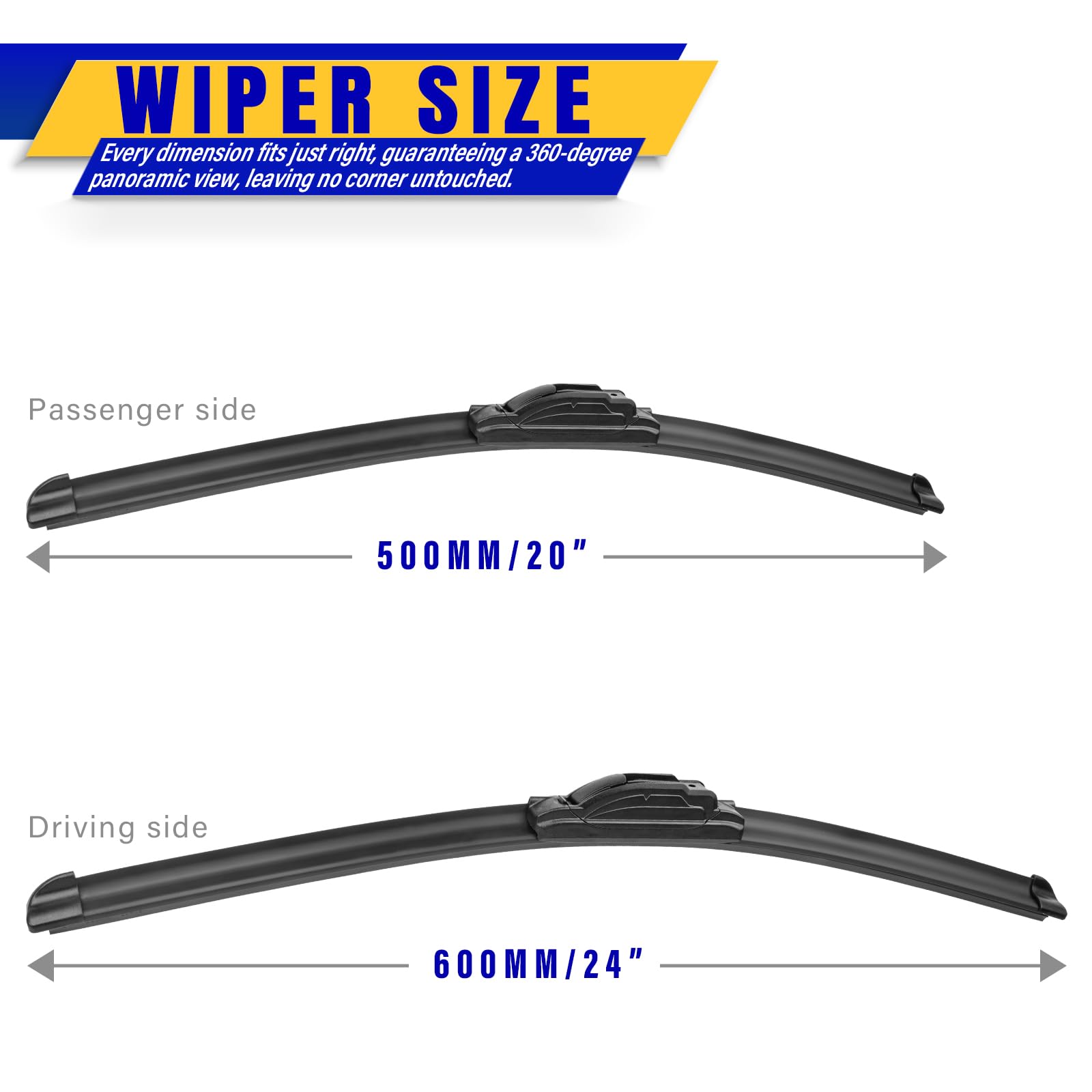 Rooppa 20-inch wiper blade ensures quick replacement and reliable driver visibility.