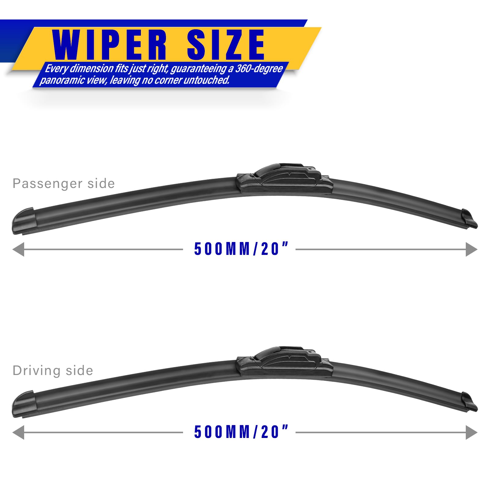 Rooppa 20-inch front windshield wiper blade for Ford E-350 Super Duty, clear visibility in heavy rain