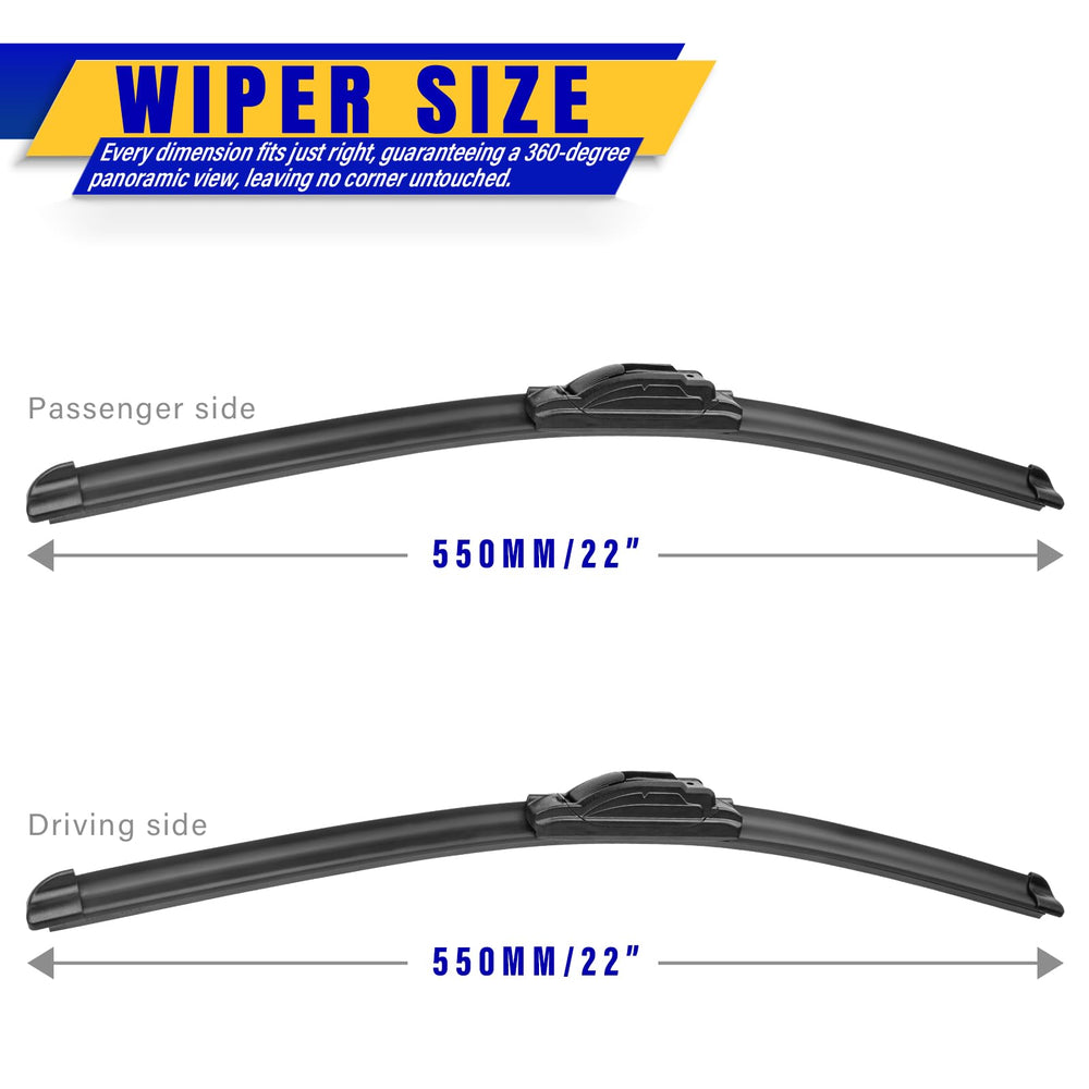 Rooppa 22in wiper blades installation-friendly design for quick setup.