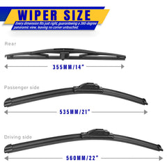 Rooppa 3 wipers 21-inch passenger blade improves windshield clarity in light rain
