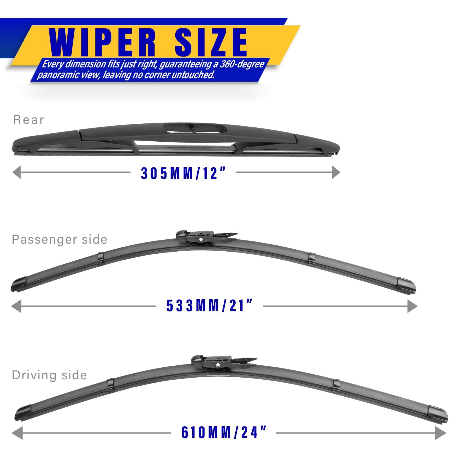 Rooppa 21-inch front wiper blade for Buick Enclave enhances water clearing.