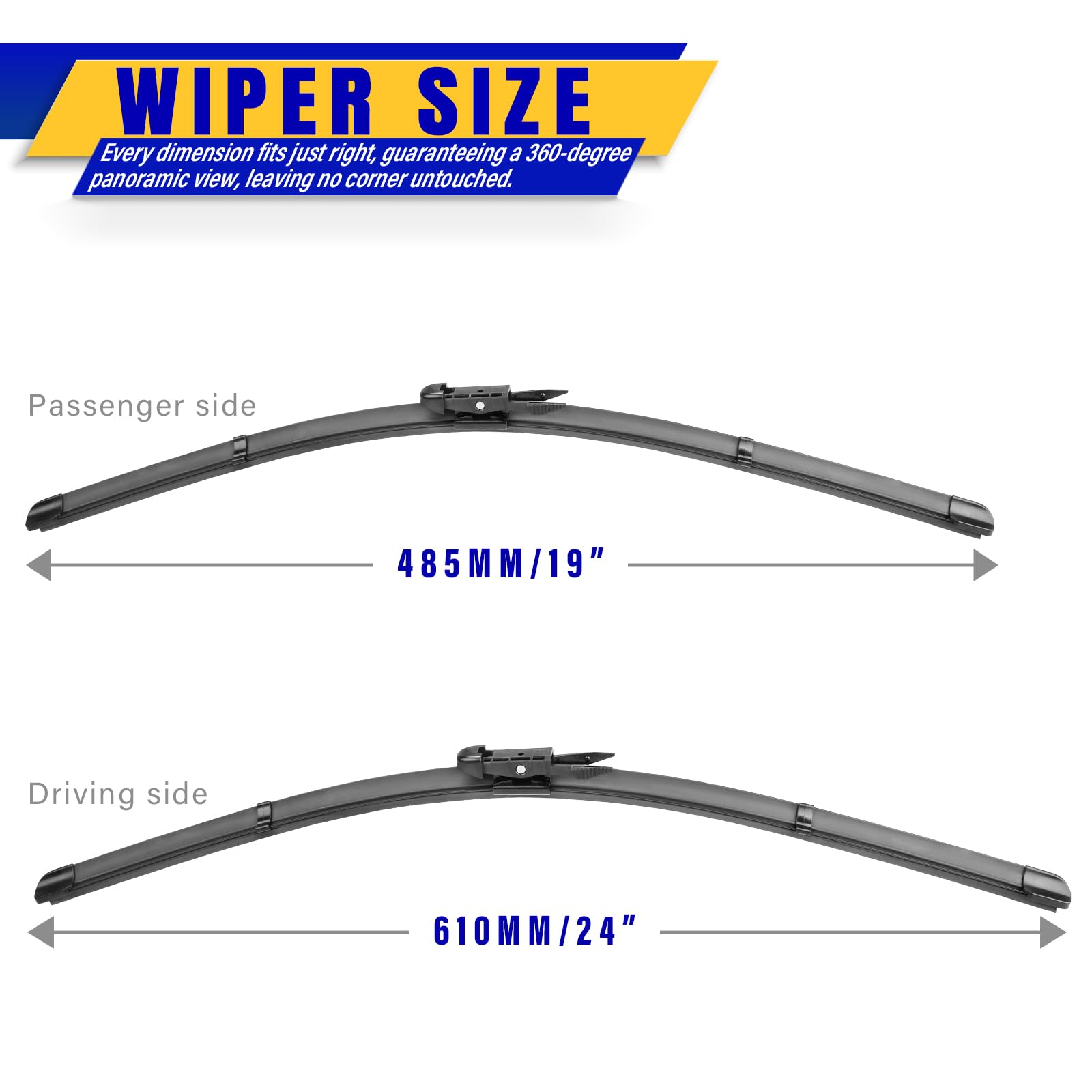 Rooppa BMW E90/E91 front wipers for easy plug-and-play replacement