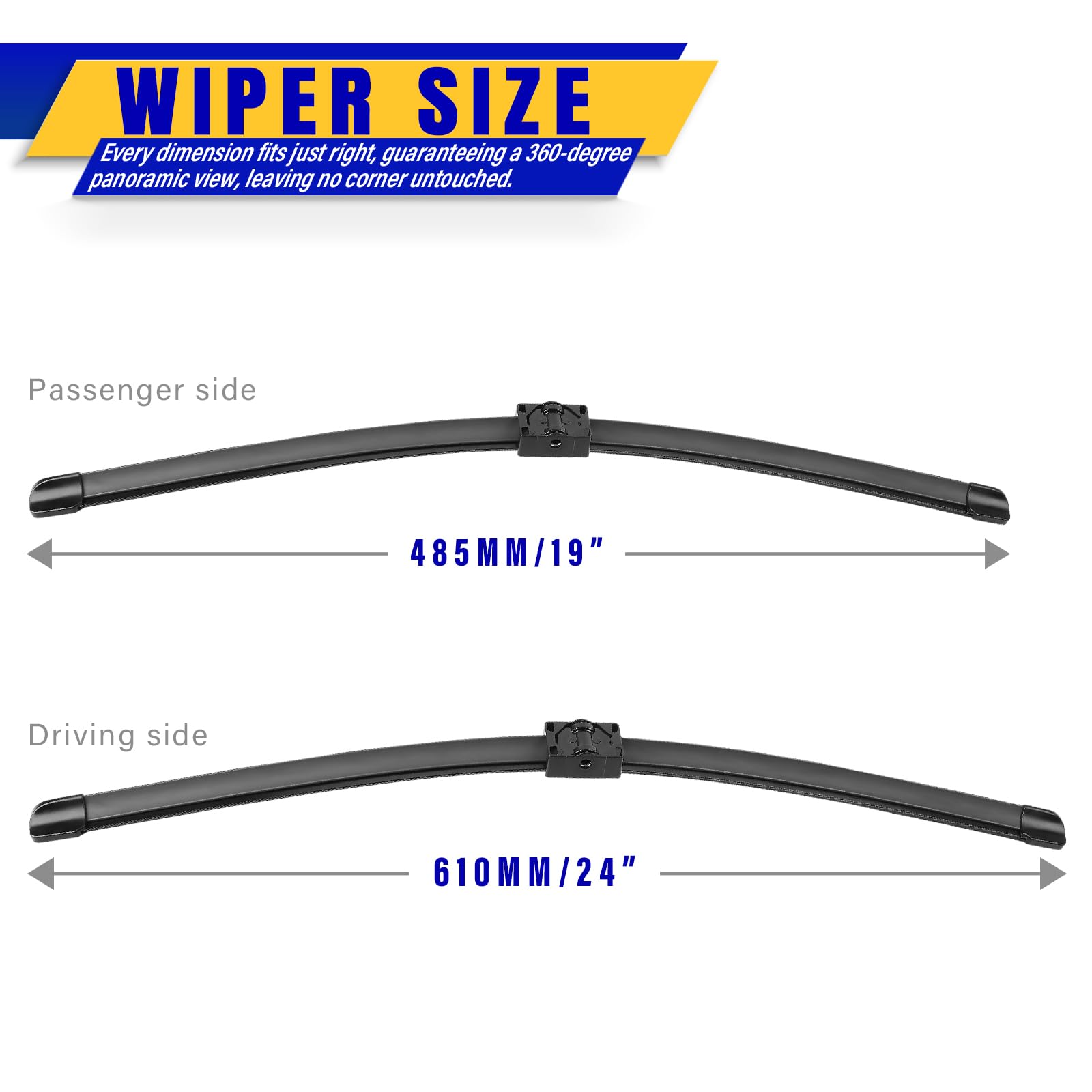 Rooppa E90/E91 wiper blades closeup showing durable connector and smooth operation
