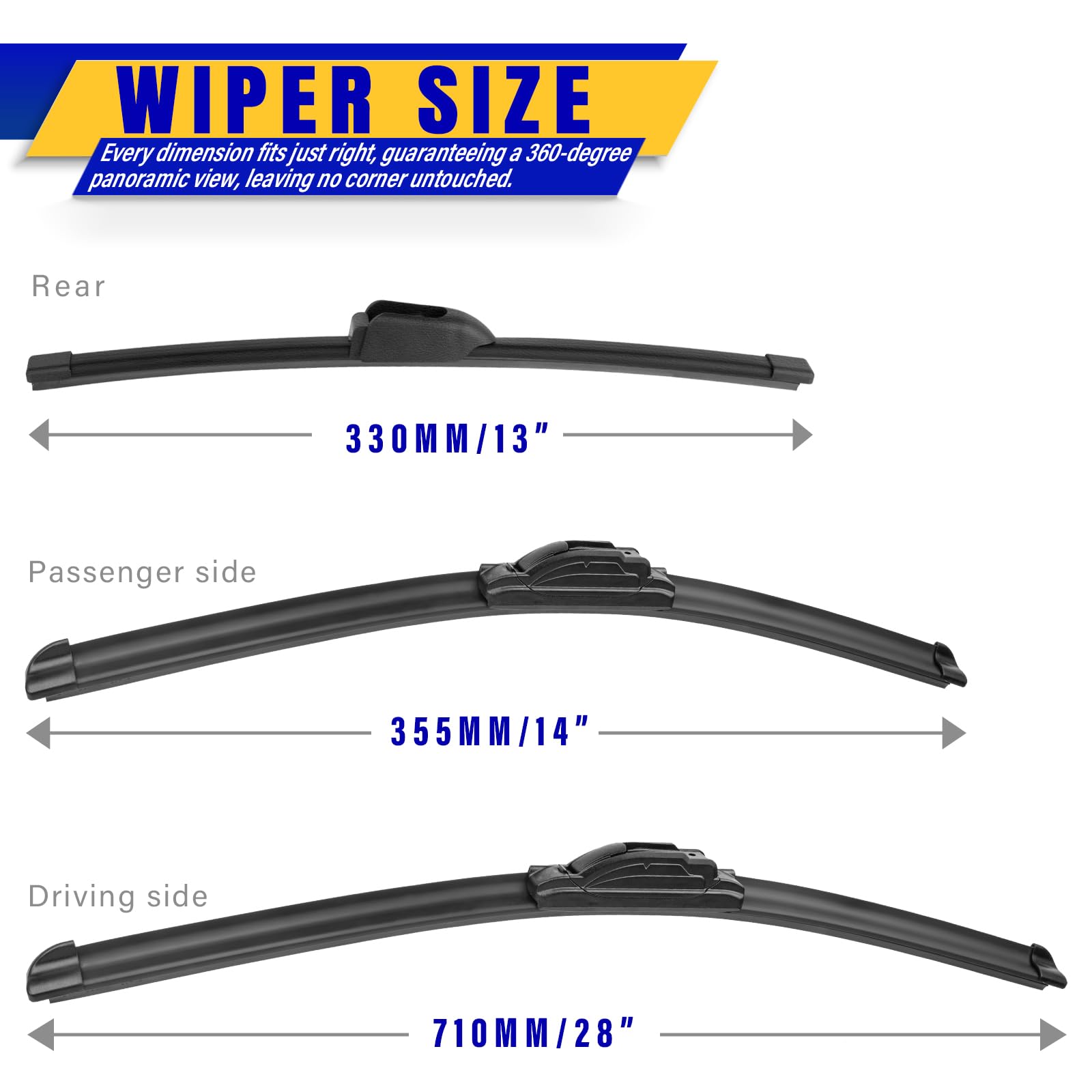 Rooppa Elantra 14-inch front wiper blade delivers quiet operation and smooth wipes