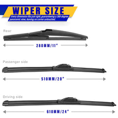 Rooppa front wipers compatible with Kia Sorento and Soul for dependable seasonal clearing.