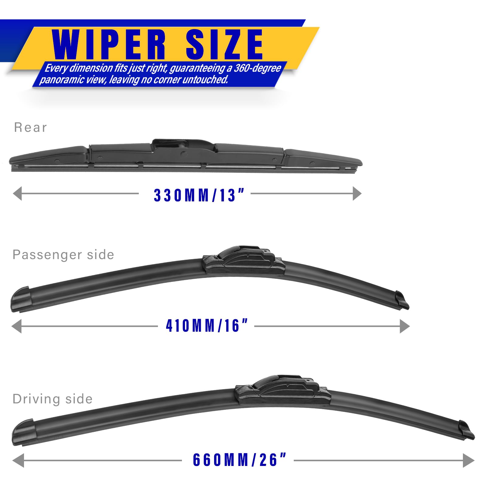 Rooppa Honda CR-V 16-inch wiper blade for smooth rain removal.