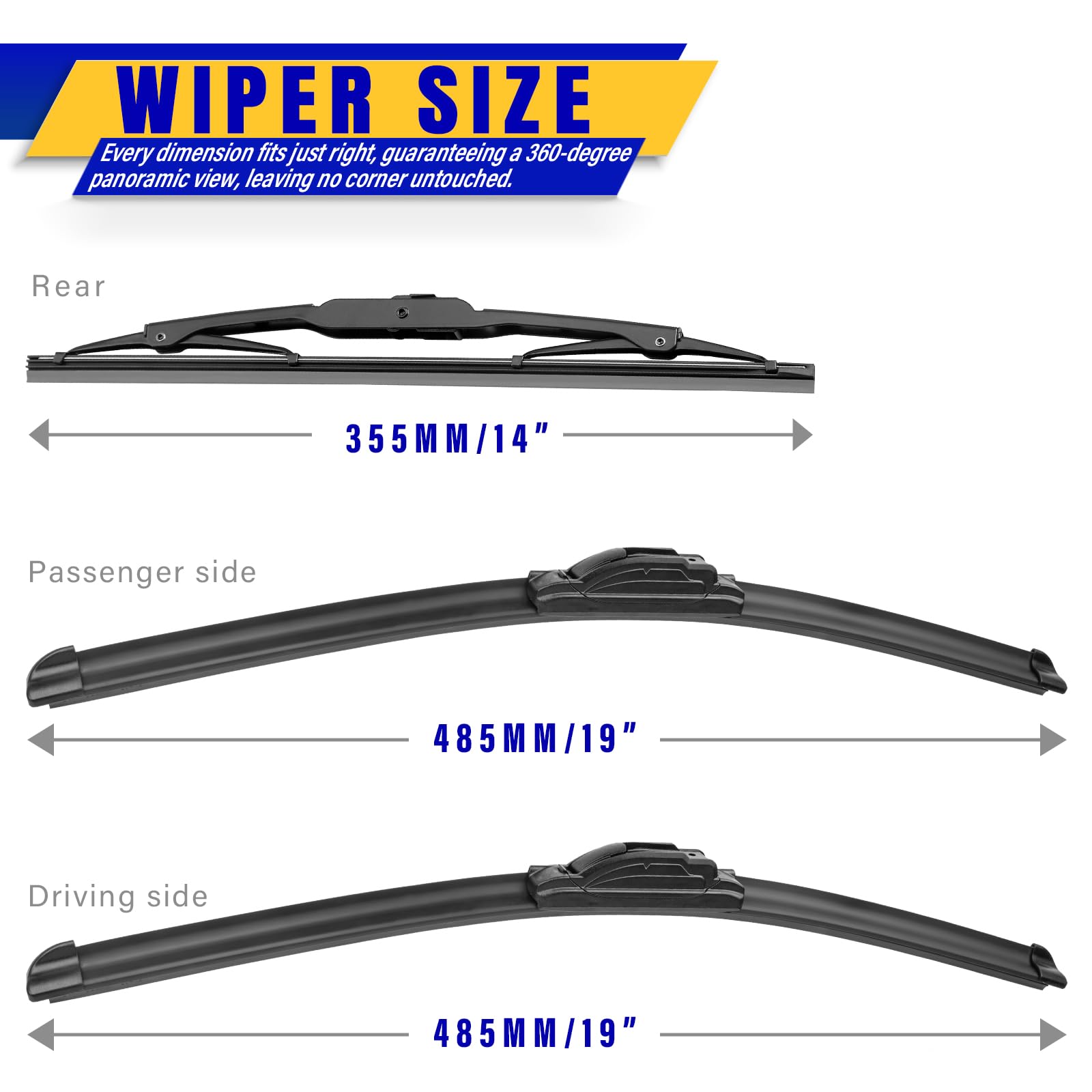 Rooppa Jeep Liberty 19-inch blade on windshield, quiet wipe in wet conditions