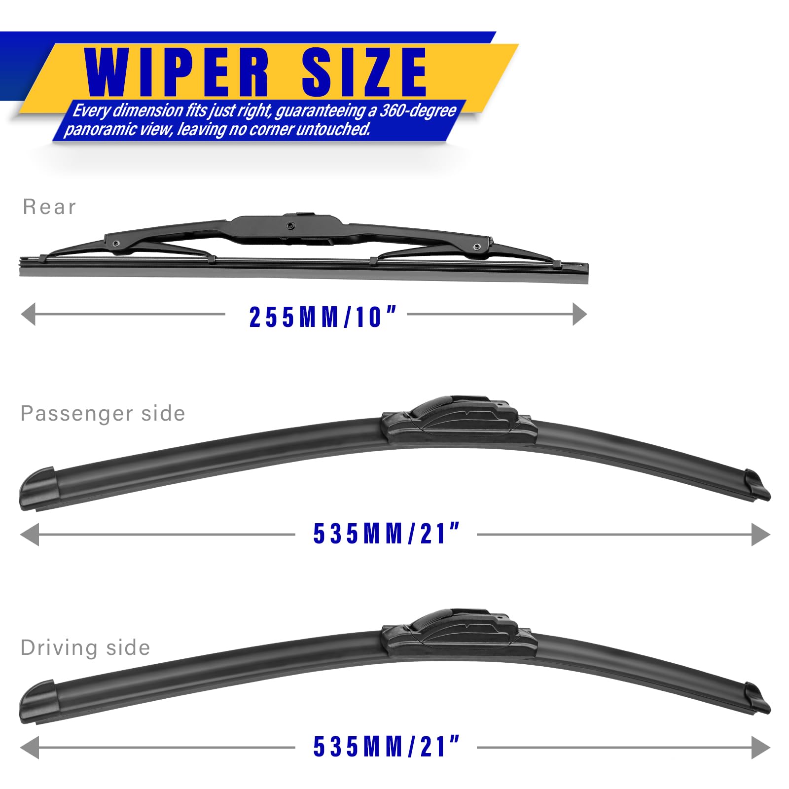 Rooppa Jeep Patriot front-right 21in wiper blade for quiet performance