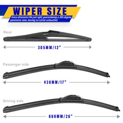 Rooppa Nissan Pathfinder 17 inch wiper blade for quiet, streak-free wipe