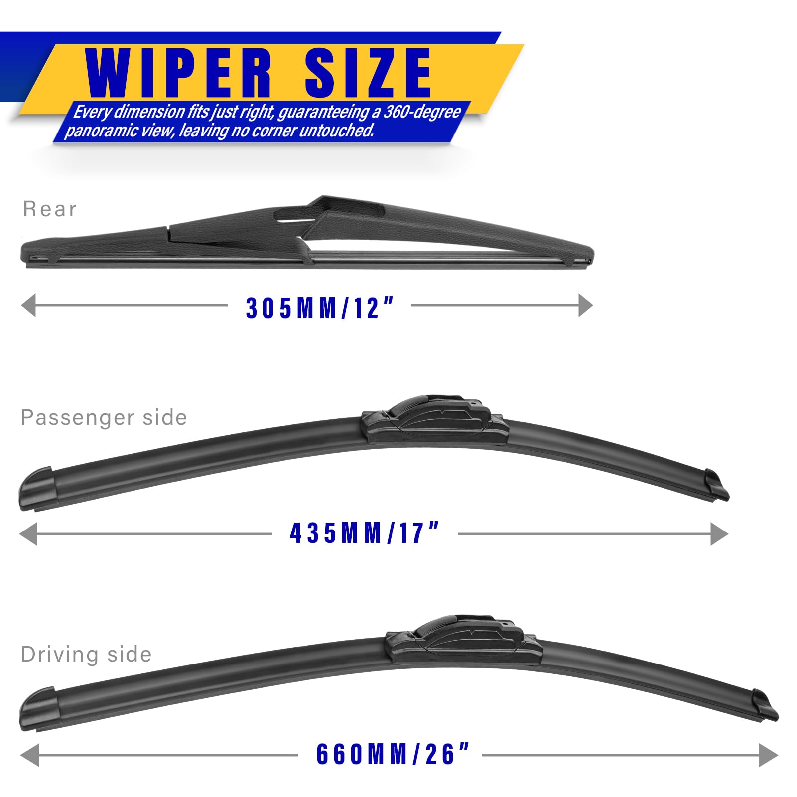 Rooppa Nissan Rogue 17-inch blade for streak-free wiping and quiet operation