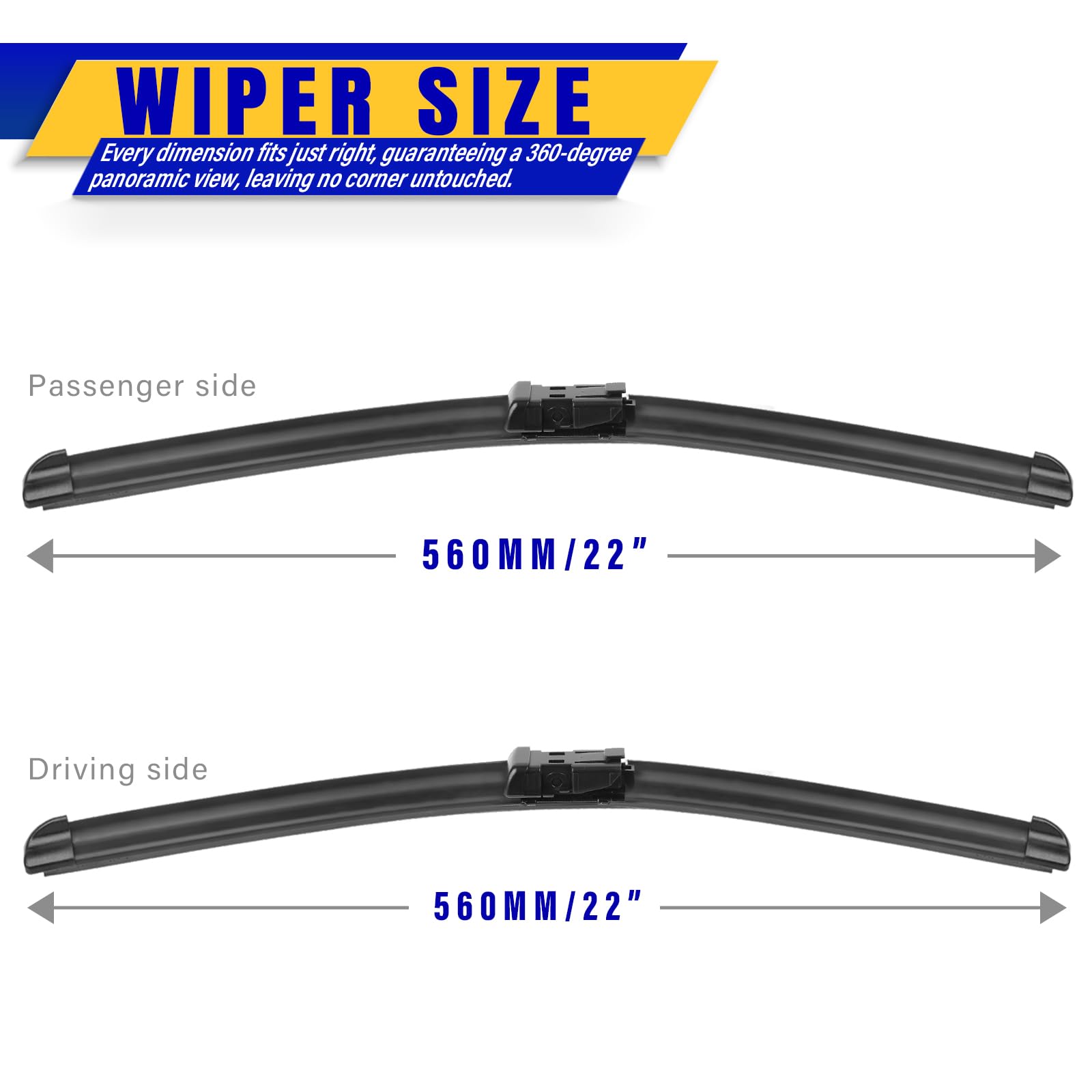 Rooppa OEM replacement wipers compatible with GMC Sierra for quick swap