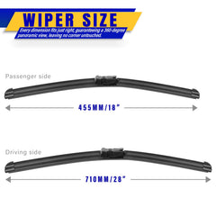 Rooppa Tesla Model S front wiper blades, 18-inch, precise fit for smooth sweeps.