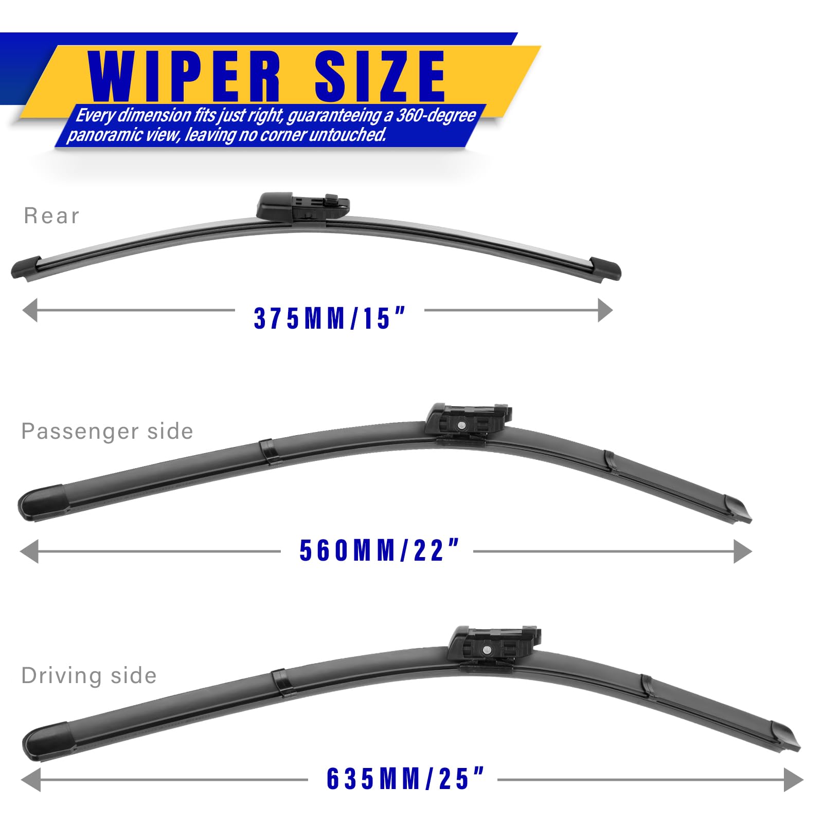 Rooppa Tiguan wiper blade assembly close-up showing secure clip design