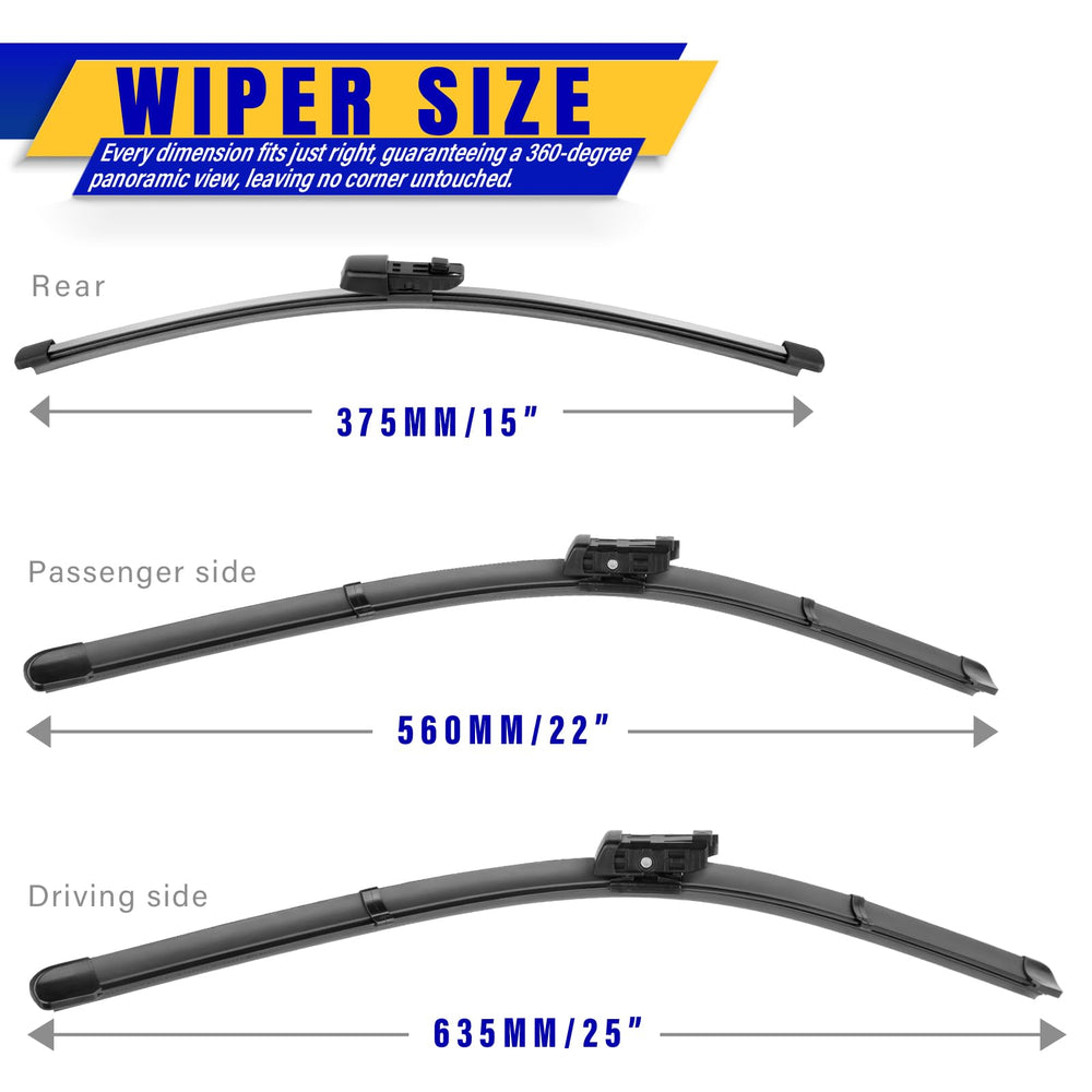 Rooppa Tiguan wiper blade assembly close-up showing secure clip design