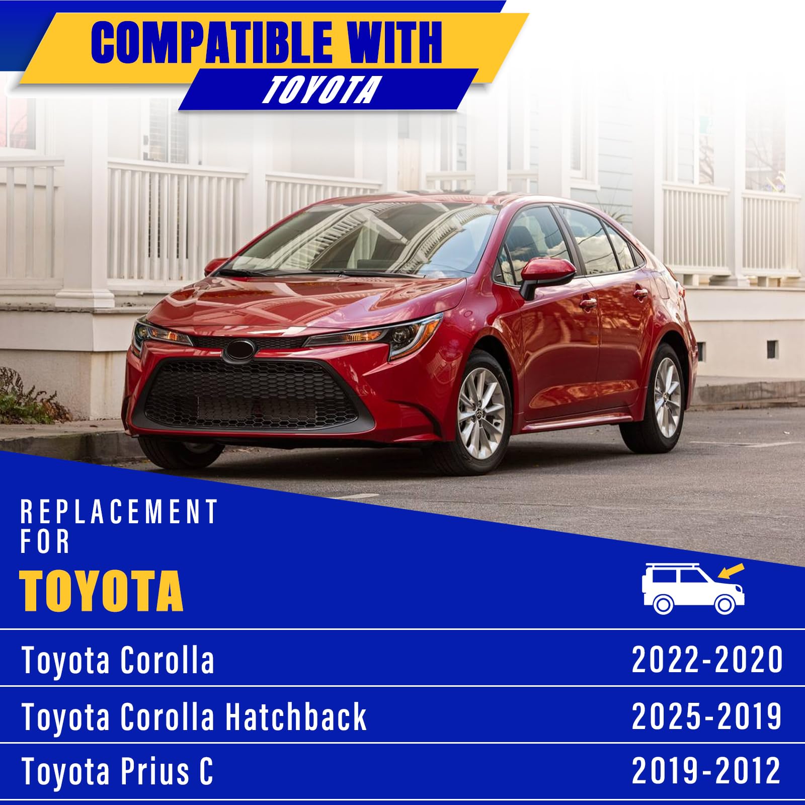 Rooppa two-pack wiper blades includes both sizes for Toyota compatibility.