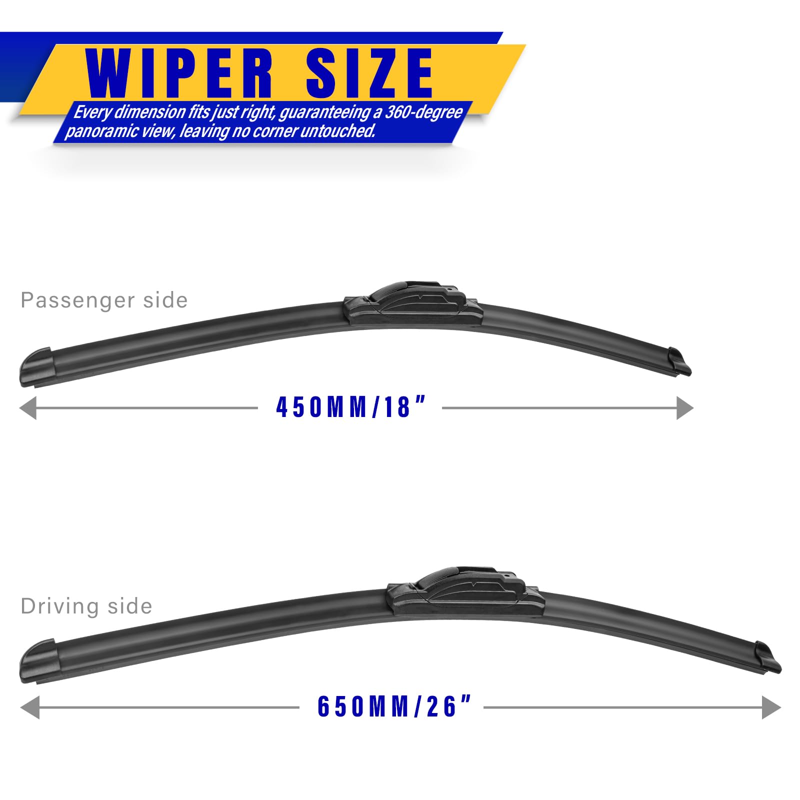 Rooppa 18-inch front blade showing compact fit and clean windshield