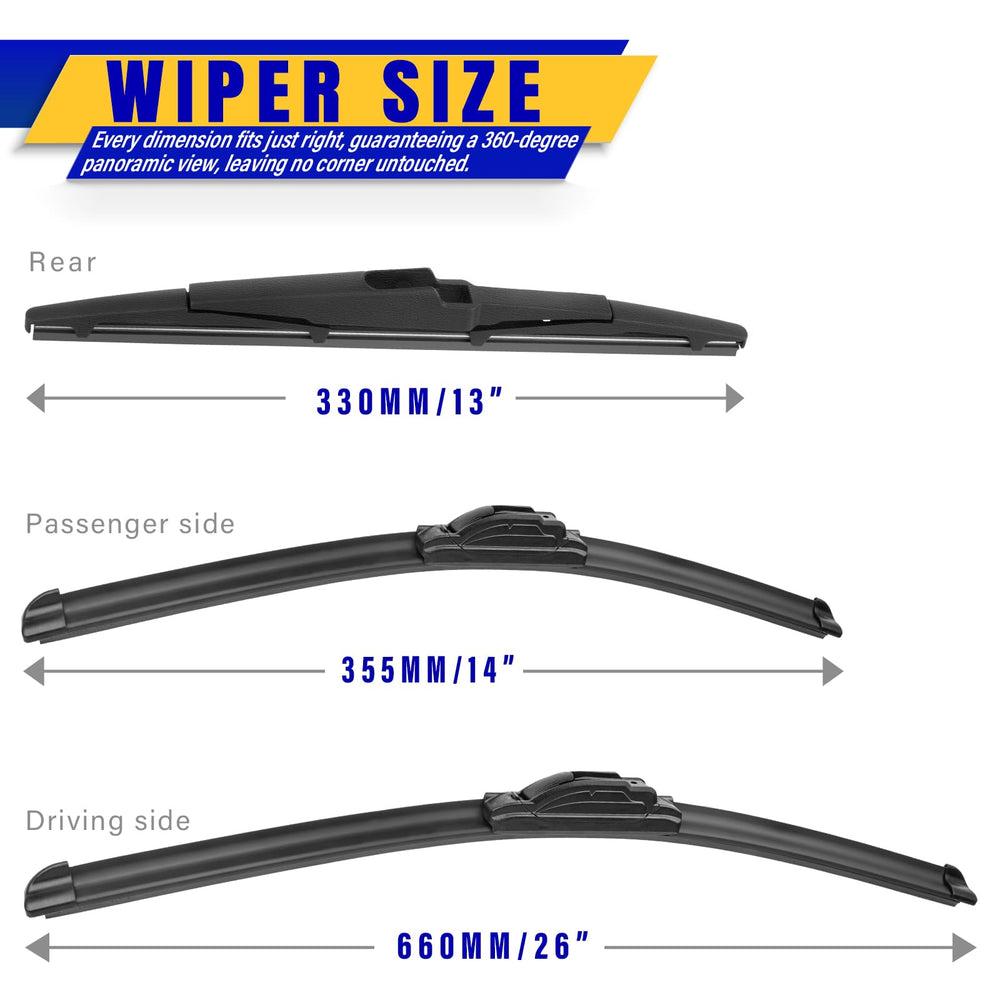 Rooppa wipers 14-front-passenger blade for reliable wipe on wet roads