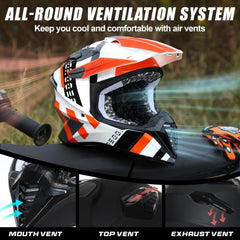 Roozo Dirt Bike Helmet with goggles included for ready-to-ride setup