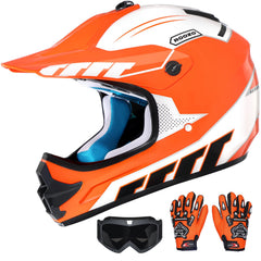 ROOZO youth dirt bike helmet front view, highlighting robust ABS shell protection.