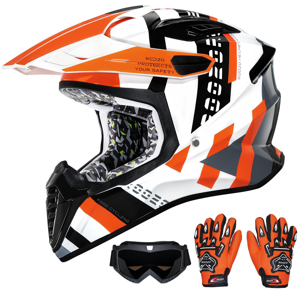 Roozo Youth Dirt Bike Helmet front view showing full-face protection for off-road riding