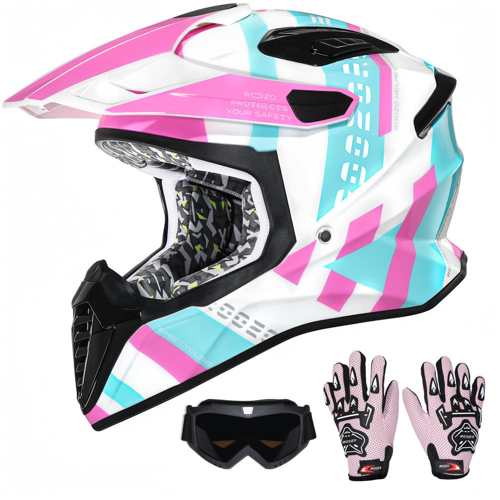 Roozo youth dirt bike helmet front view with DOT certification and rugged protection