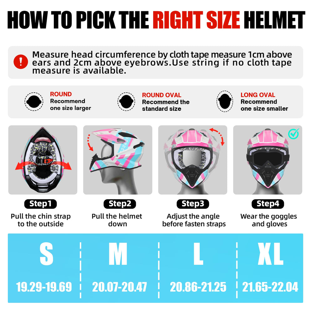 Roozo youth dirt bike helmet with goggles set provides integrated eye protection for dirt tracks