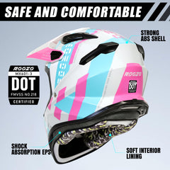 Roozo youth dirt bike helmet side view highlighting rugged shell and secure fit