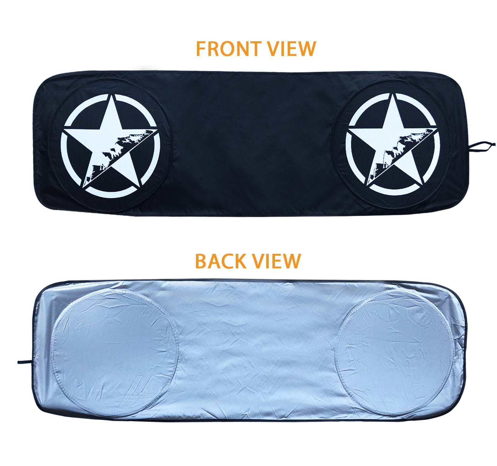 Sunshade offers UV protection for dashboard, seats, and trim.