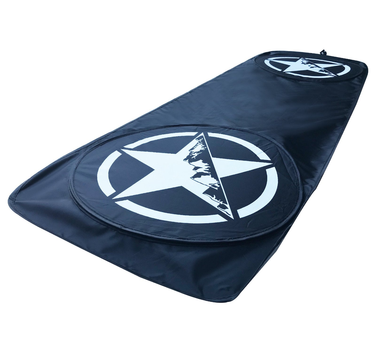 Rorex sunshade folds into a compact storage pouch for easy in-vehicle storage.