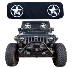 Rorex Wrangler windshield sunshade with custom fit protects interior from sun and heat.