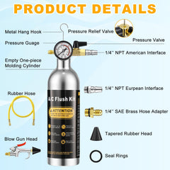 Rossesay AC Flush Kit flushing head with rubber conical tip ensures a tight seal