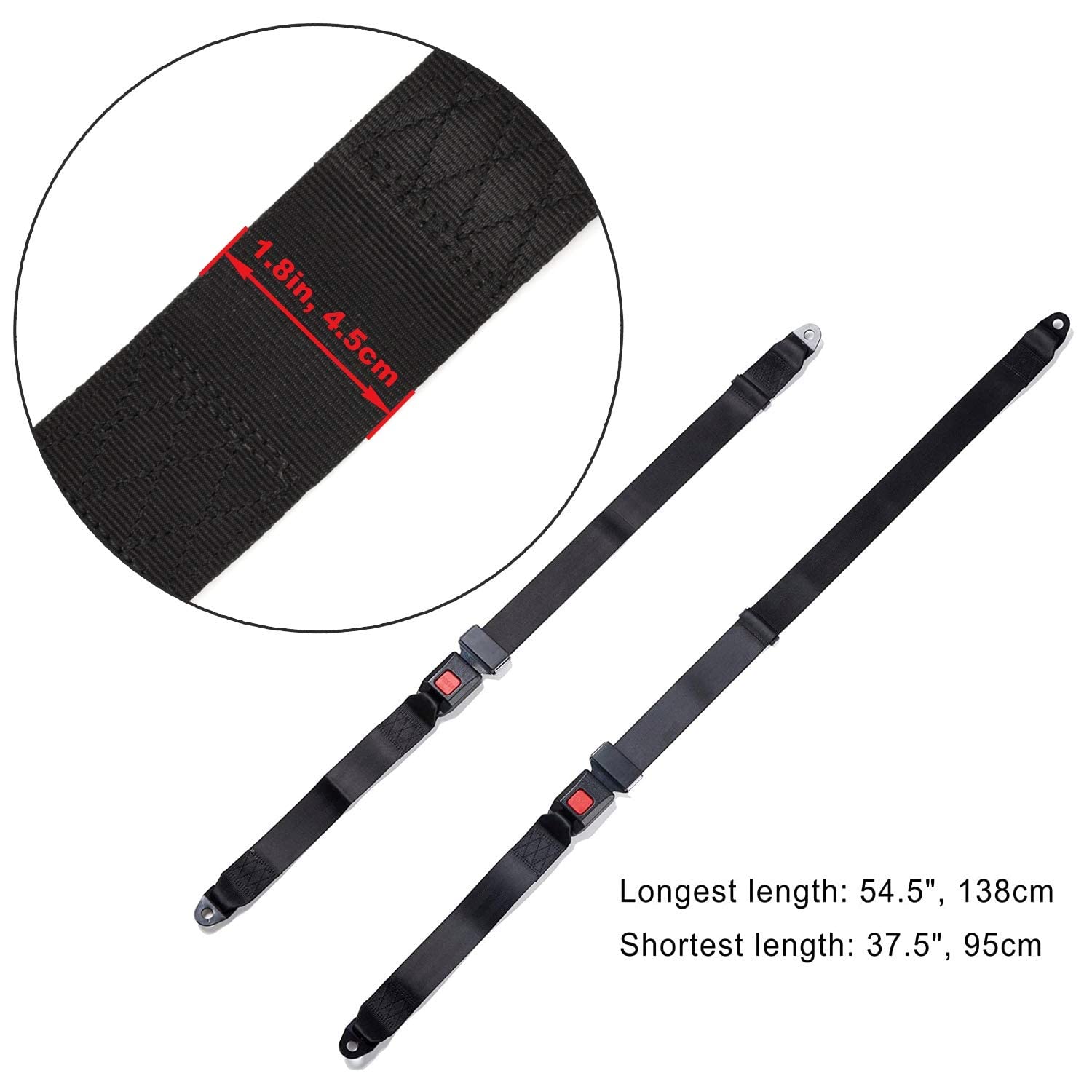 Two belts with long adjustable straps offering a customizable fit.