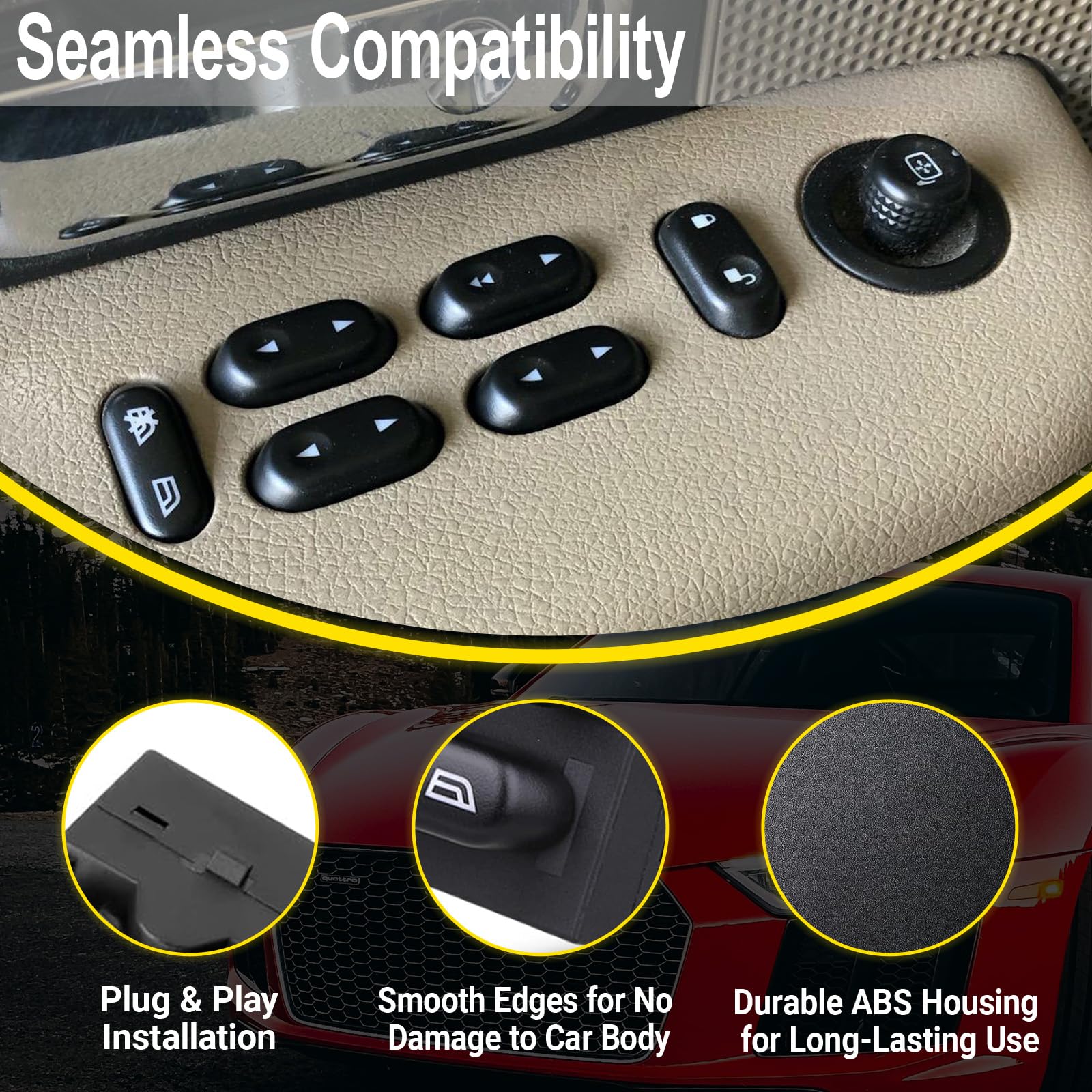 Multi function window switch with mirror control and lock features by ROSY PIXEL
