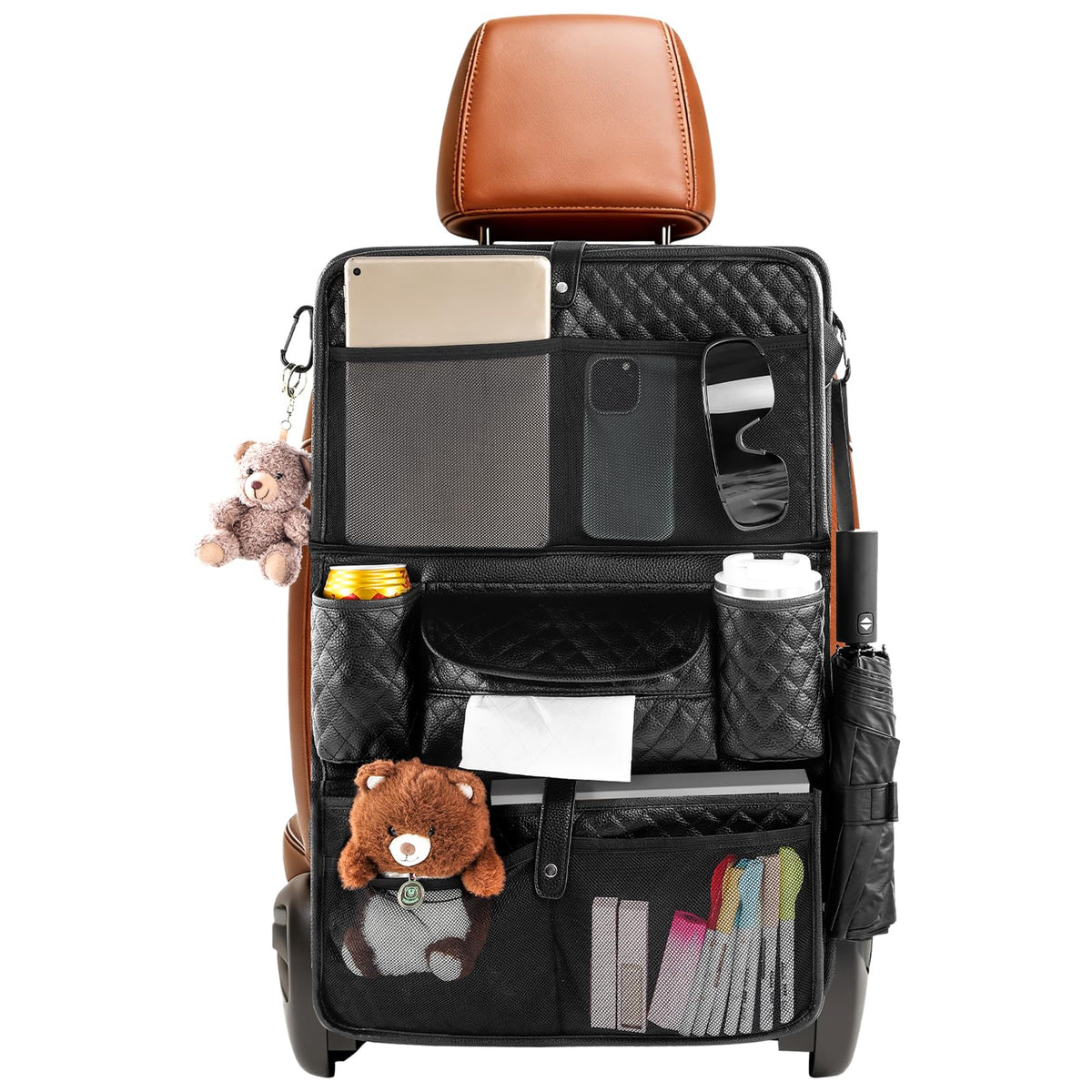 Rosynee car seat organizer with foldable table tray for on-the-go meals and activities
