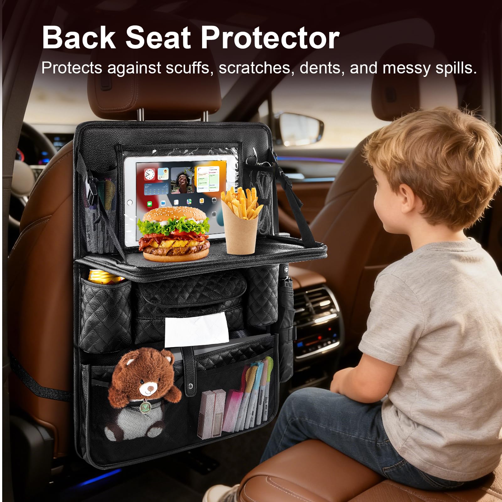 Rosynee extra-large tissue pocket keeps tissues within reach for passengers