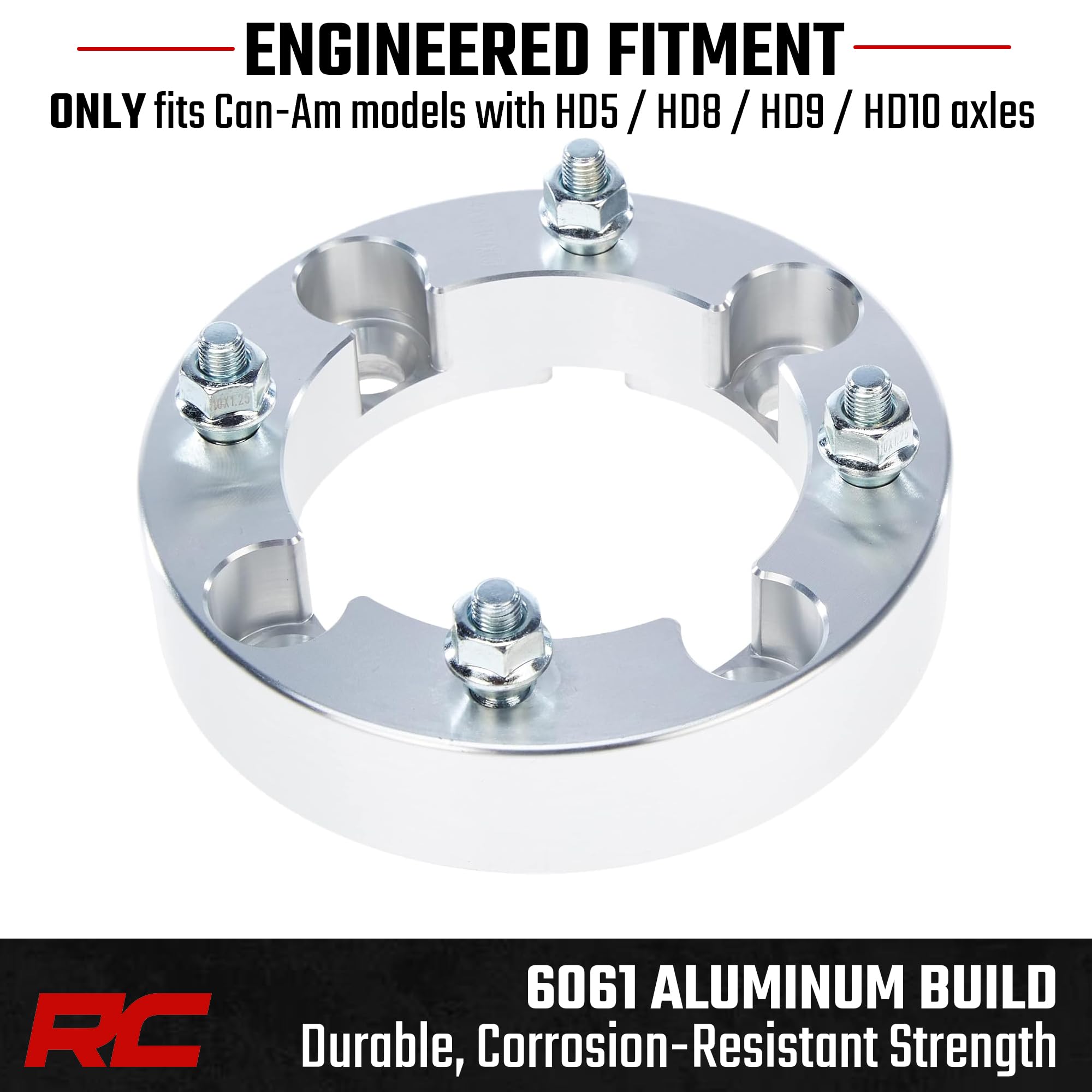 Rough Country spacers provide wider stance for confident cornering on trails.