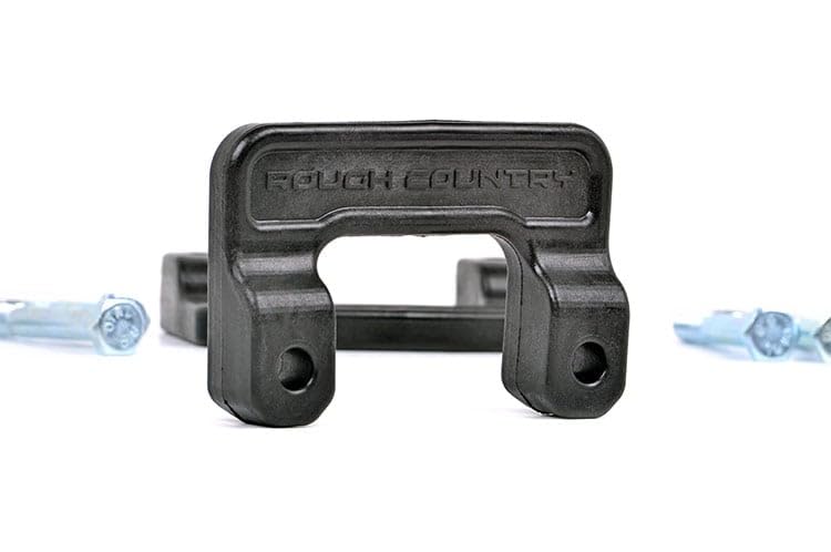 Rough Country 2in leveling kit under the vehicle — tested clearance on rough roads