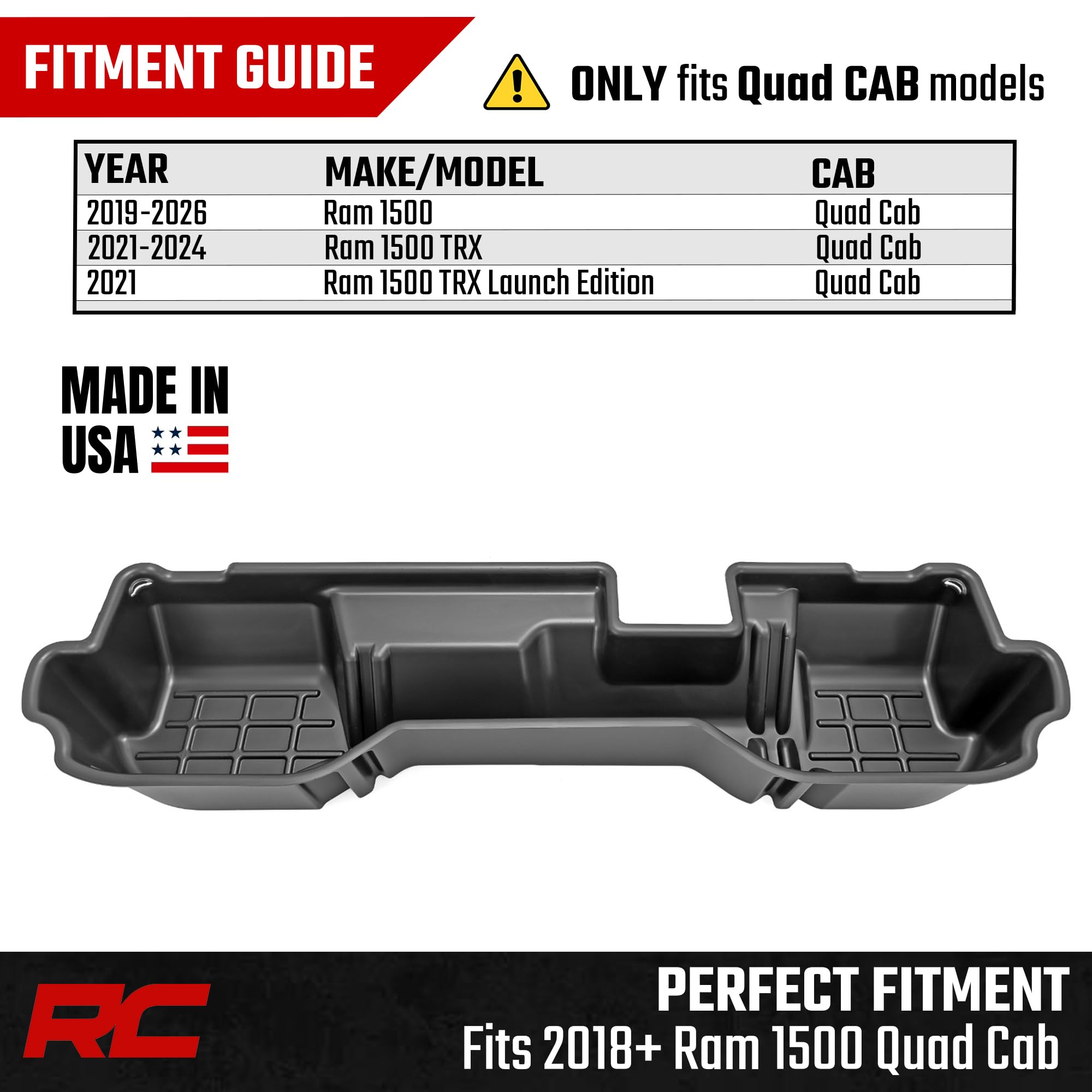 Textured anti-skid surface reduces shifting cargo during drives and trails.