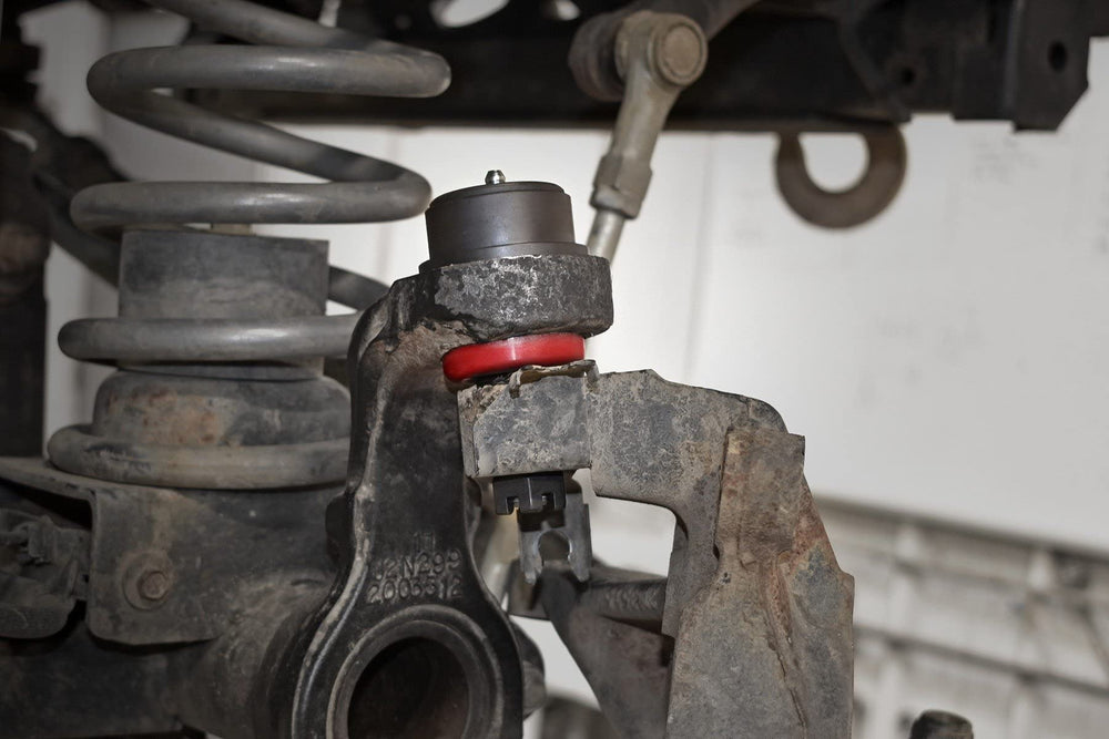 Rough Country heavy-duty ball joints chromoly ball stud close-up shows durability.