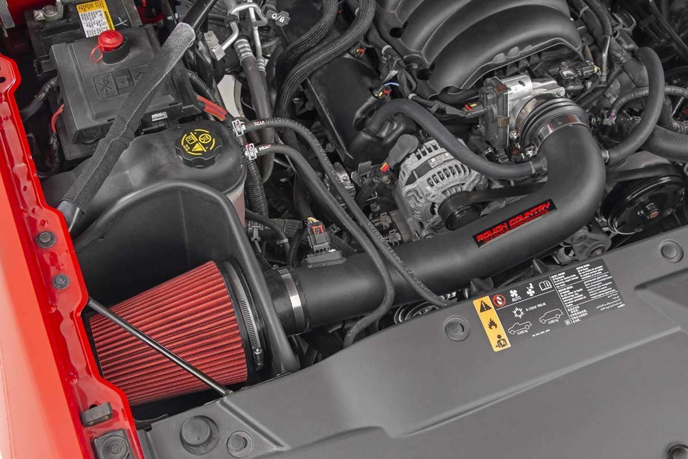 Rough Country Cold Air Intake heat-shield close-up demonstrating heat-blocking design for cooler air.