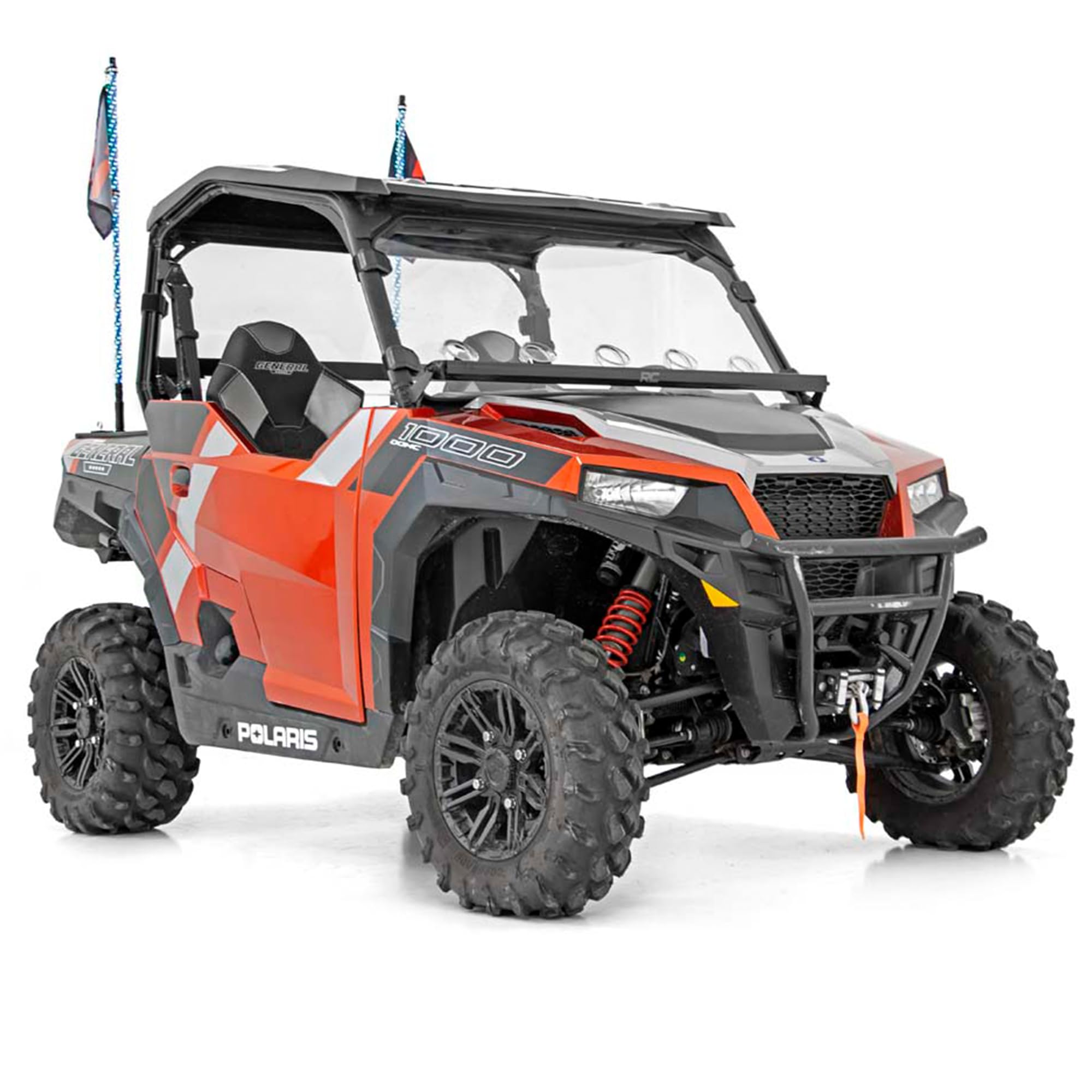 Rough Country kit includes two mounting brackets for flexible whip-light setup