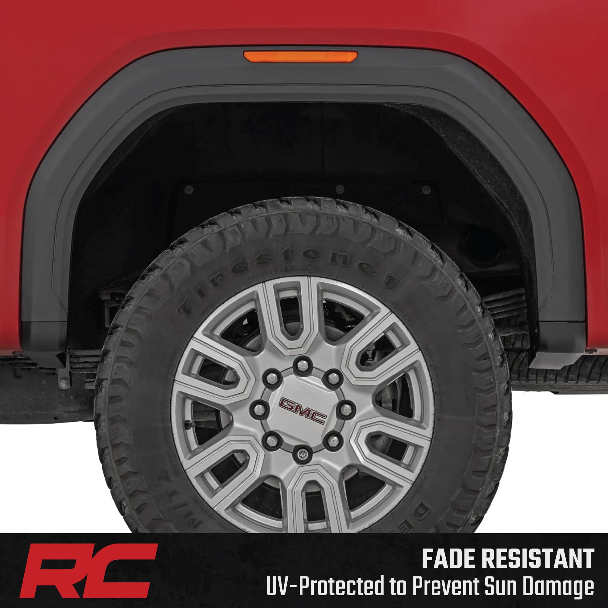 Rough Country mud flap delete front/rear kit packaging for install-ready setup.