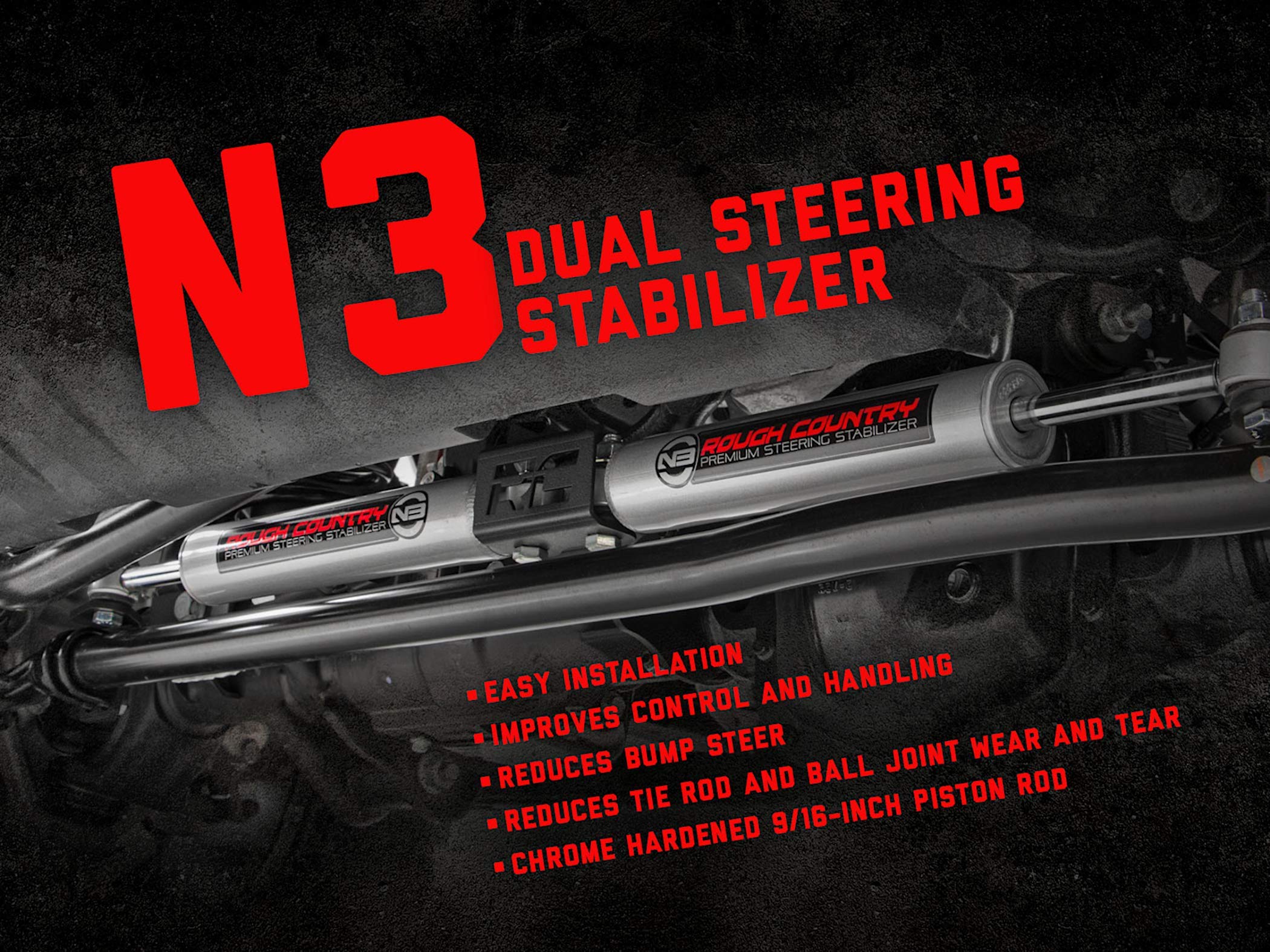 Rough Country N3 setup offers improved ride stability and longer tire life potential.