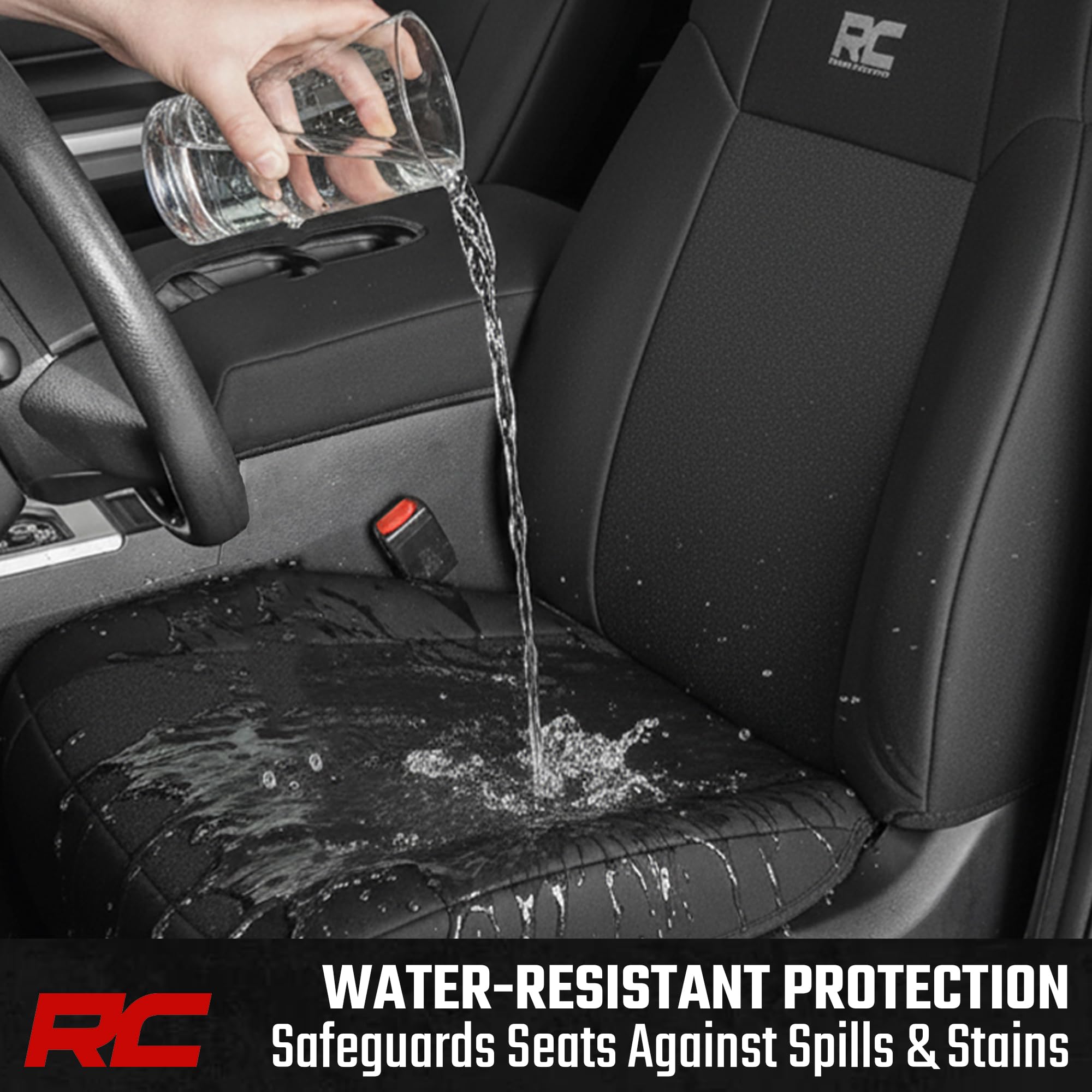Rough Country interior view with neoprene covers and a clean finish.