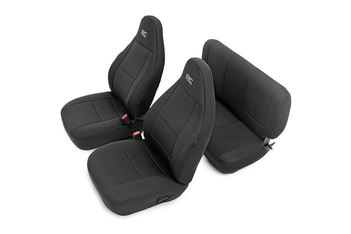 Rough Country neoprene front seat covers for TJ, spills protected and protected from wear