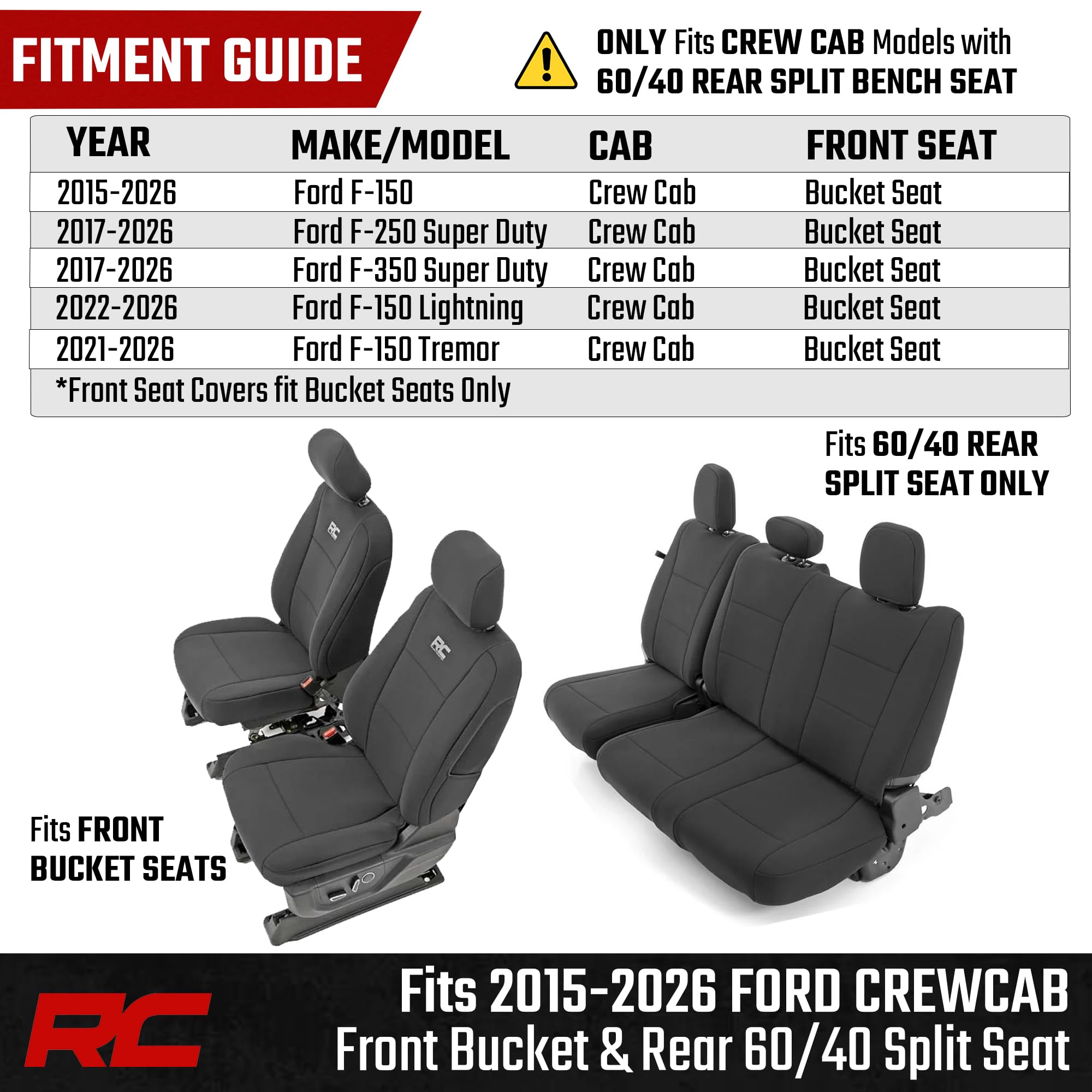 Rough Country headrest covers protecting the top area of seats
