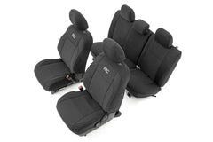 Rough Country Neoprene seat covers on Toyota Tacoma front seat protect against spills and wear