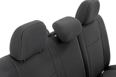 Rough Country waterproof neoprene seat covers protect upholstery from stains and spills.