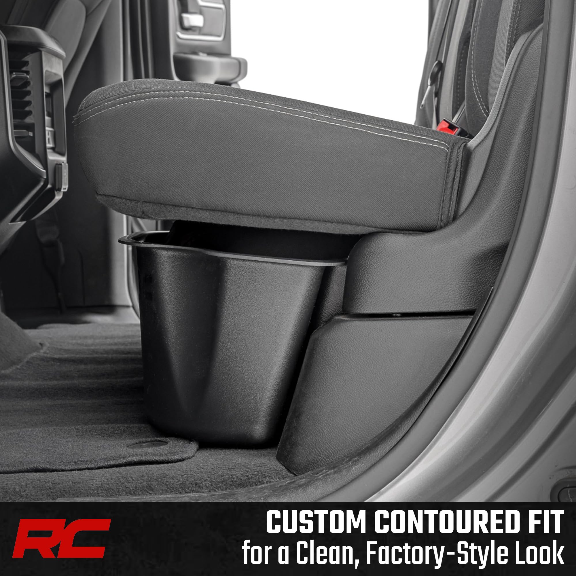 Rough Country under-seat organizer keeps gear from sliding with anti-skid surface.